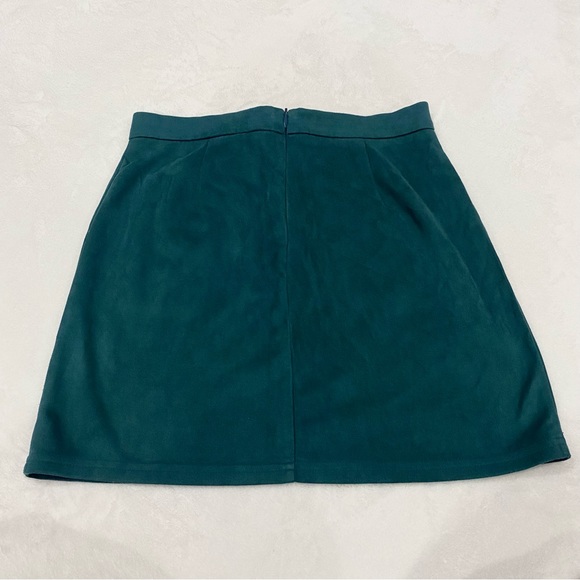 SHEIN Women’s Lace-Up Front Dual Pocket Suede Mini Skirt - teal / green, size S - Picture 3 of 5
